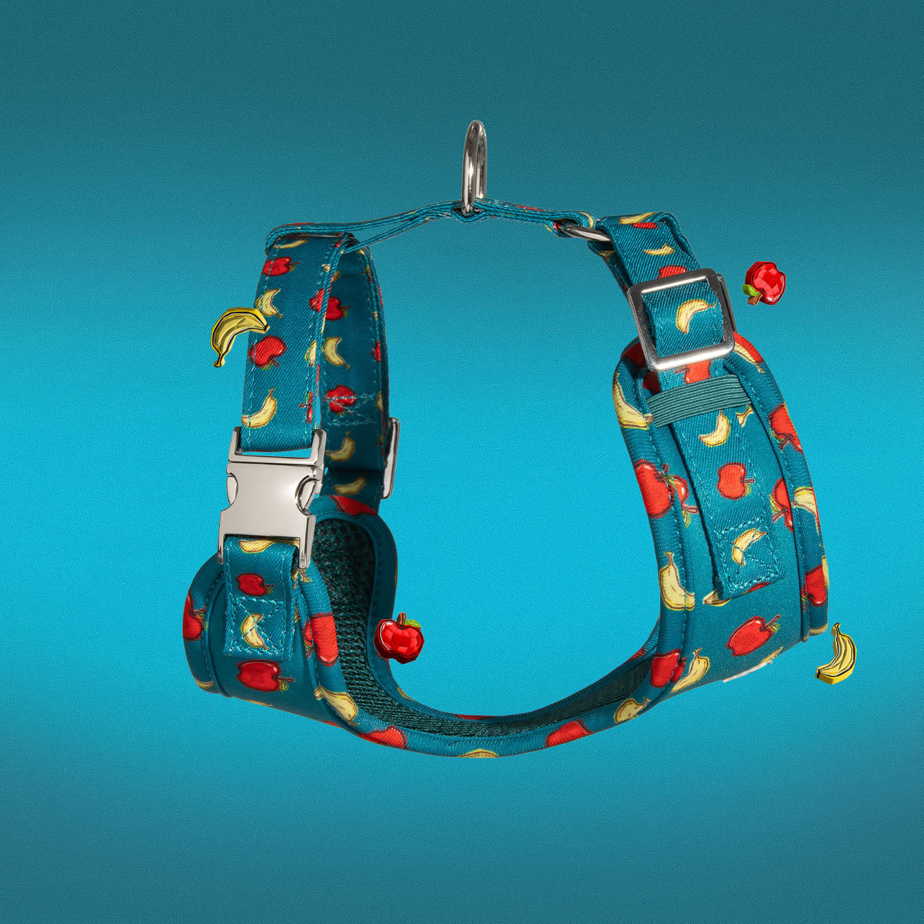 Banapples dog harness showing adjustable chest strap and hardware