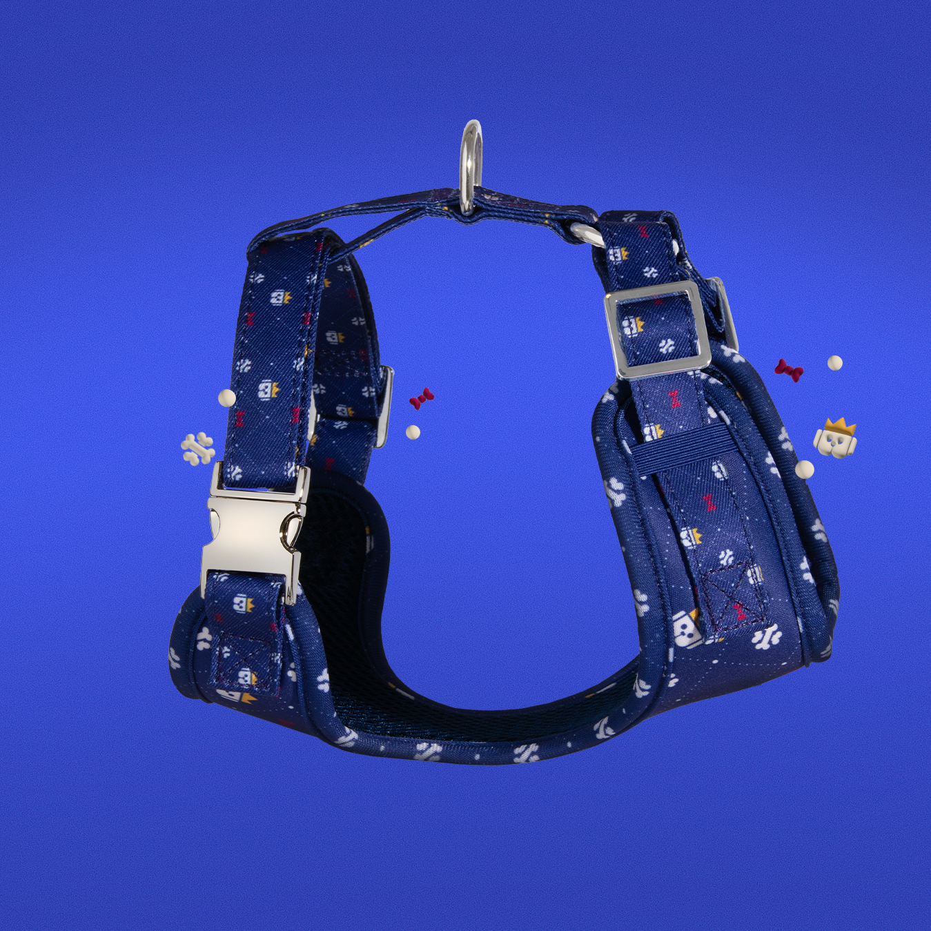 Dapper Dude dog harness showing adjustable chest strap and hardware