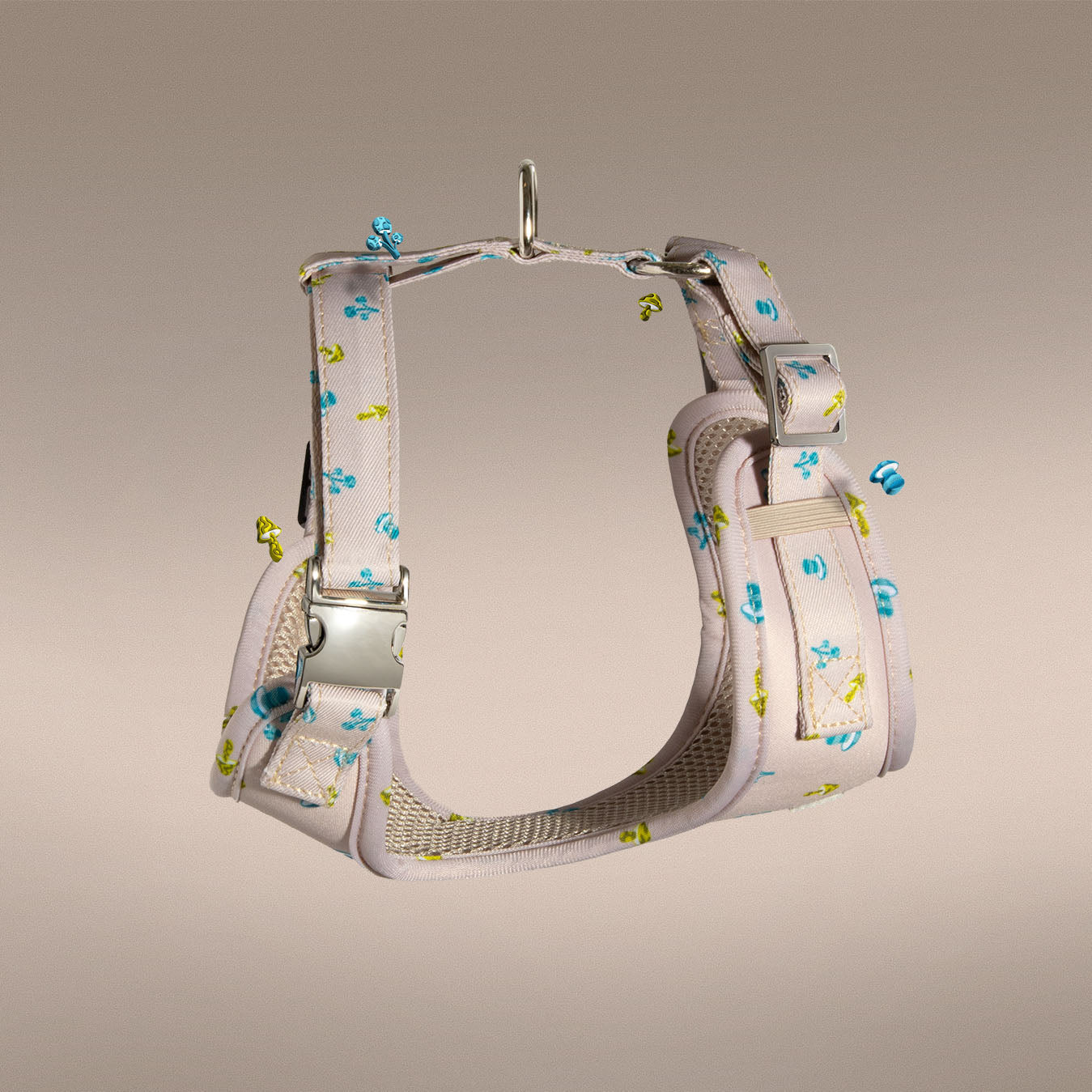 Mini Mushies dog harness back view showing mesh-lined panels for comfort | One of Us