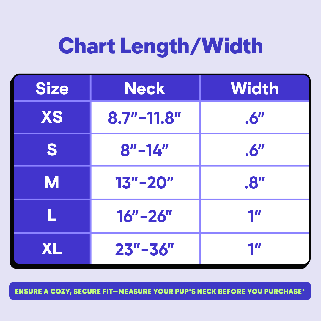 ONE OF US DOG COLLAR SIZE CHART
